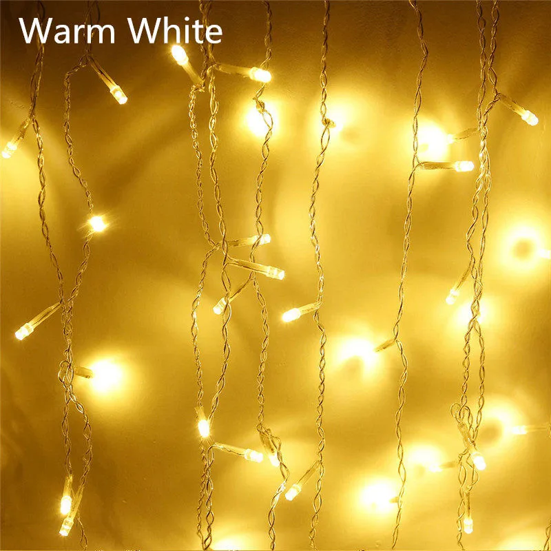 Рождественский светодиодный светильник, гирлянда на окно, гирлянда, 3,5 м, свисает, 0,4-0,6 м, для улицы, гирлянда, свадебное, Новогоднее украшение - Испускаемый цвет: Warm white