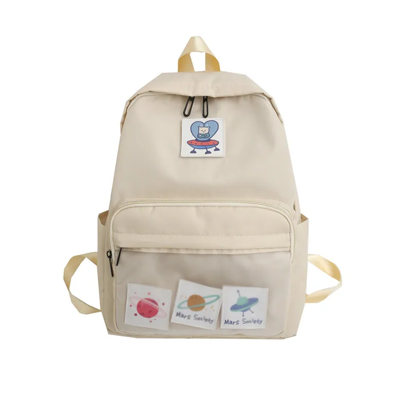 Женский рюкзак нейлоновая сумка на плечо прозрачный дизайн Модная школьная сумка для рюкзак для девочки-подростка дорожная сумка Mochilas - Цвет: Rice white