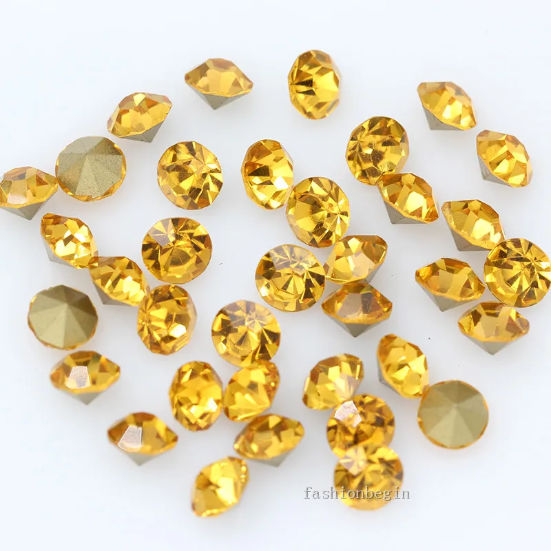 gold 144/1440p ss3 круглые цветные стразы с заостренным фольгированным дном, стеклянные стразы для украшения ногтей - Цвет: gold