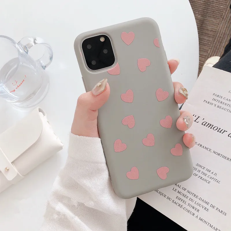 Винтажный чехол для телефона с сердечком девочки Iphone 11 11pro max X Xs Xsmax Xr Мягкий