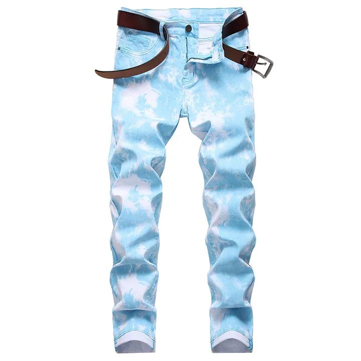 C KIOVNO мужские модные красочные джинсы брюки Slim Fit стрейч джинсовые брюки для мужчин размер 29-42 - Цвет: C