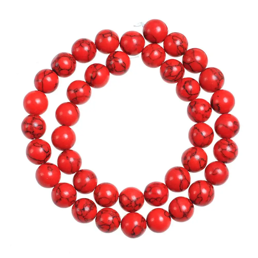 Natural-Red-Turquoises-Howlite-Stone-Round-Loose-Spacer-Ball-Beads-15-Strand-4-14MM-for-DIY