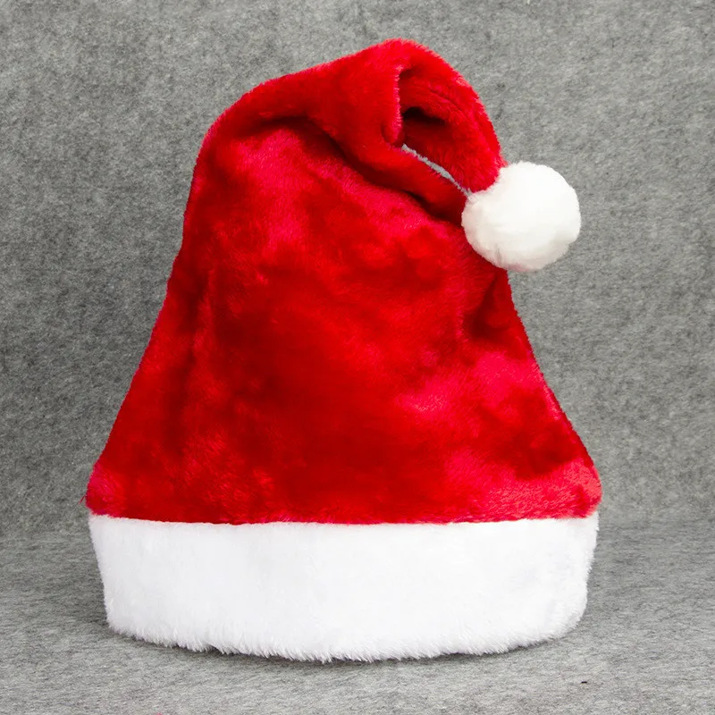 Classic Plush Christmas Hat Xmas Cap Adult Kid Size Santa Hats Red And White Santa Claus Cap Christmas Party Supplies