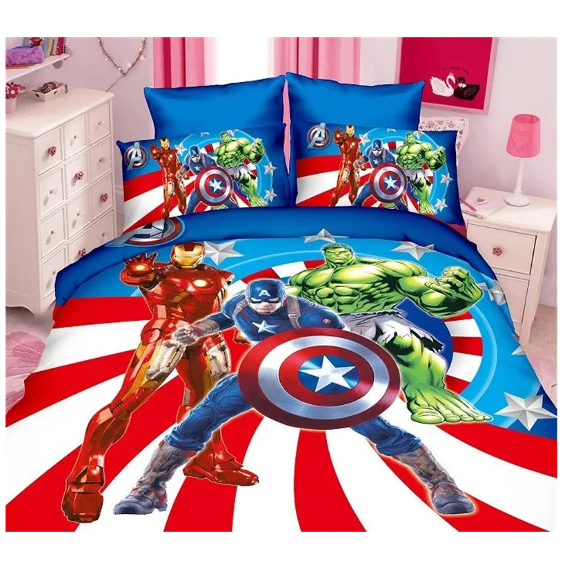 Home Textiles Bedding-Set Duvet-Cover Bed-Sheet Spiderman Twin Children Disney Pillowcase