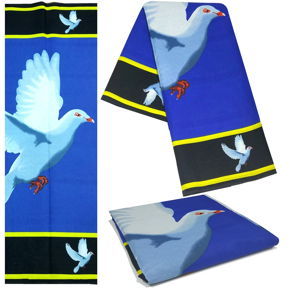 Высокое качество Анкара Топ воск ткань Peace Pigeon узор напечатанный синий полиэстер африканская ткань