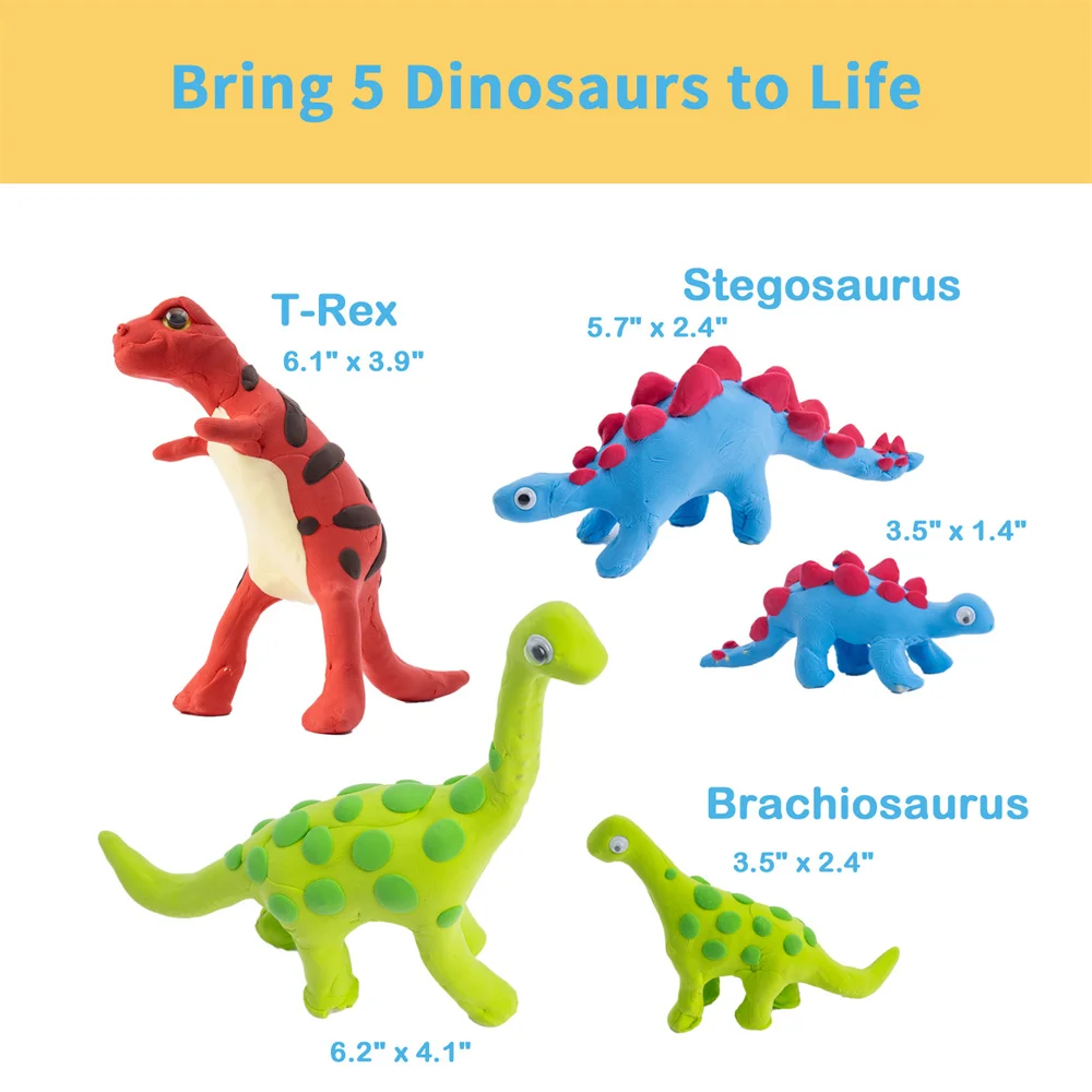 ROBOTIME DIY Soft Clay Super Light Easy Modeling Moulding Clay Set with DIY T-Rex Dinosaur Skeleton Great Present Toy for Kids