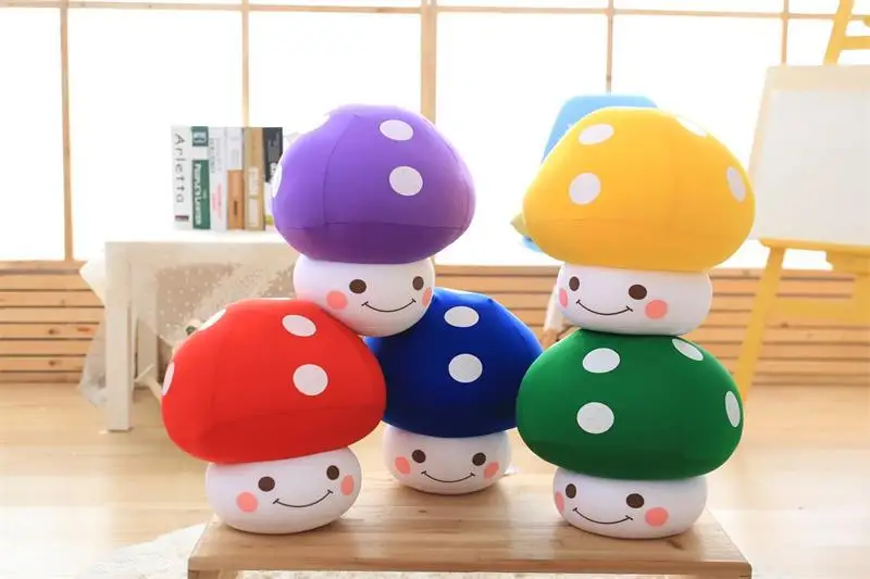 Cute Colorful Foam Particles Mushroom Pillow Stuffed Toy Performance Props Children Holiday Gift