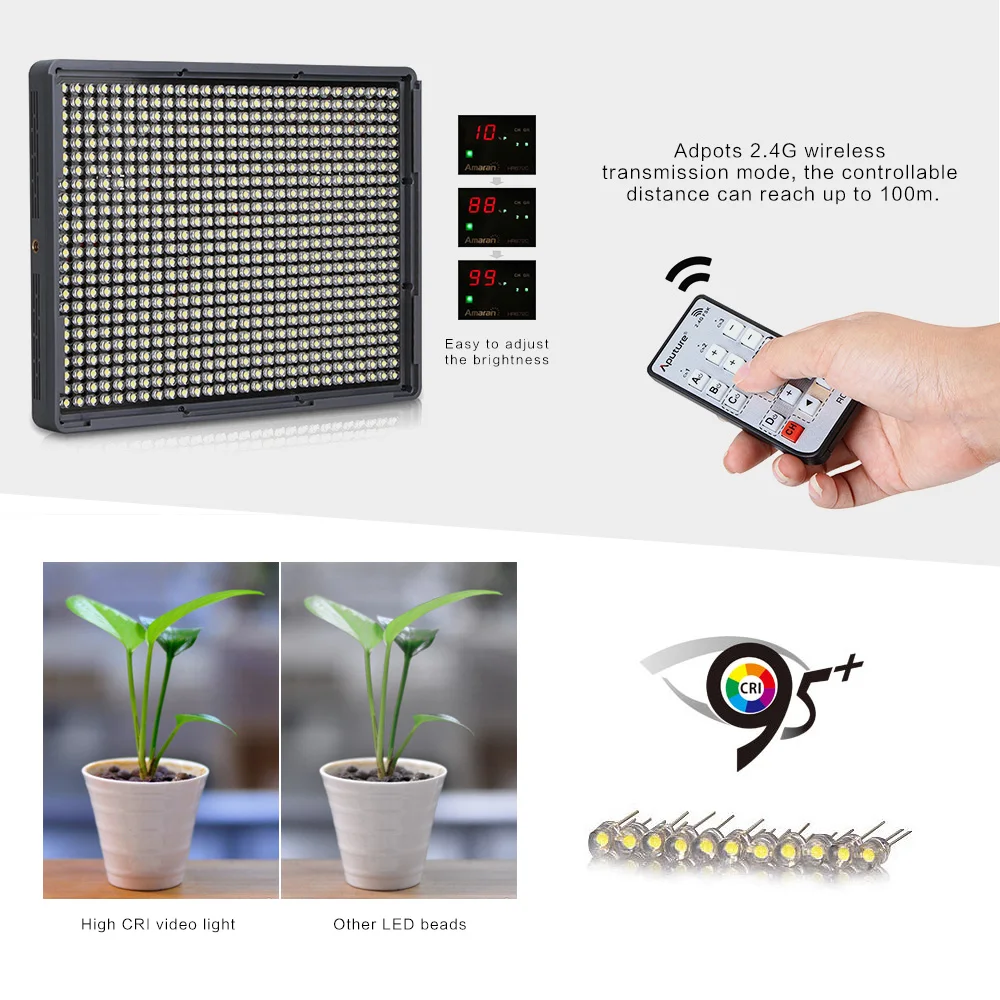 Aputure Amaran HR672W светодиодный светильник CRI95+ 672 светодиодный светильник Панель регулировки яркости с беспроводным пультом дистанционного управления