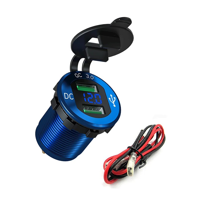 Двойное автомобильное зарядное устройство USB QC 3 0 алюминиевая розетка с цифровым