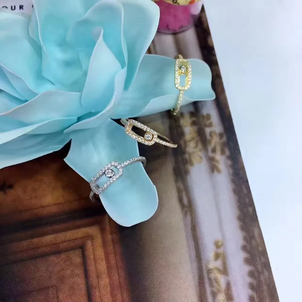 Модное дизайнерское женское модное подвижное кольцо из стерлингового серебра 925 пробы с цирконием, кольцо с одним камнем в европейском стиле