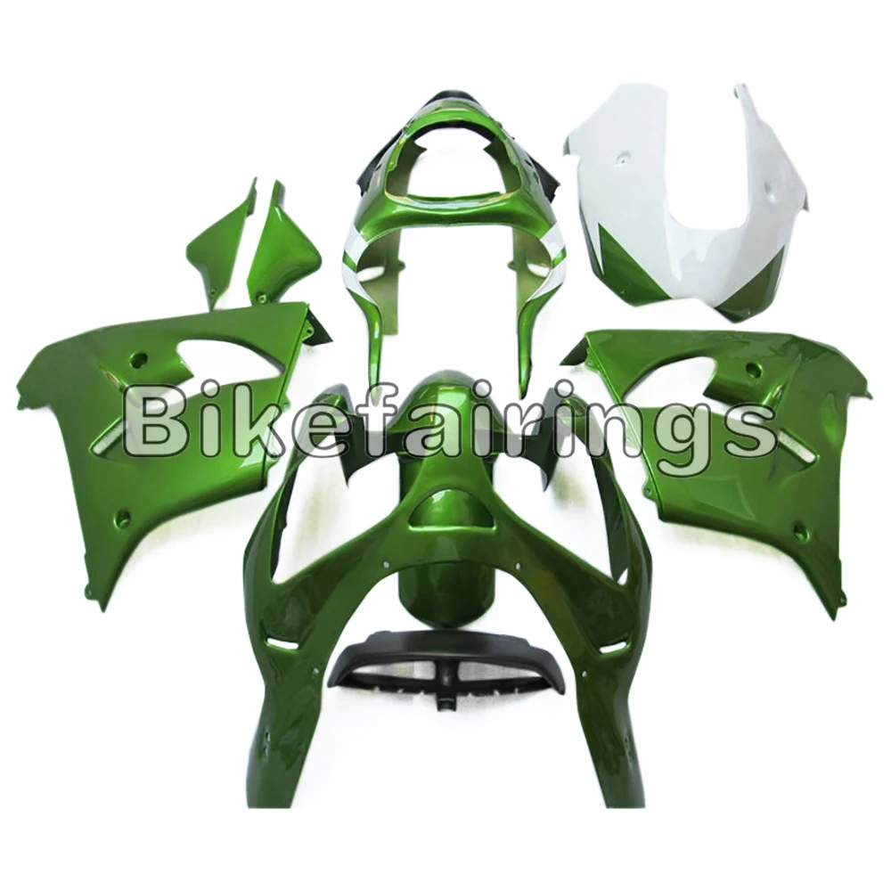 Мотоциклы полный обтекатель зеленый, белый для Kawasaki ZX9R 2000 2001 ZX-9R 00 01 zx9r ABS пластик обтекатель комплект