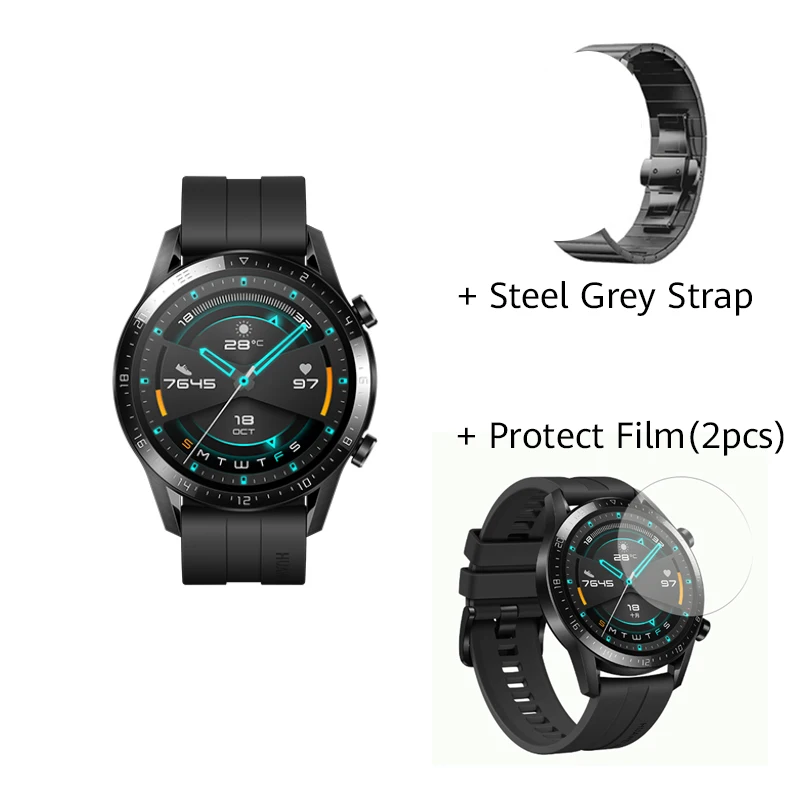 Original HUAWEI Watch GT 2 GT2 Smart 46MM GPS Life Waterproof Bluetooth Phone Call Heart Rate For Android iOS CN Version - Цвет: Stell strap1