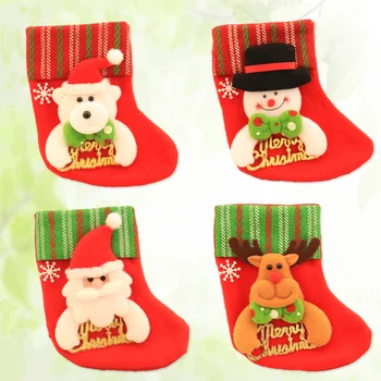 

12pcs Mini Christmas Stockings Felt Socks Tree Fireplace Door Hanging Decorations (Mixed Pattern)