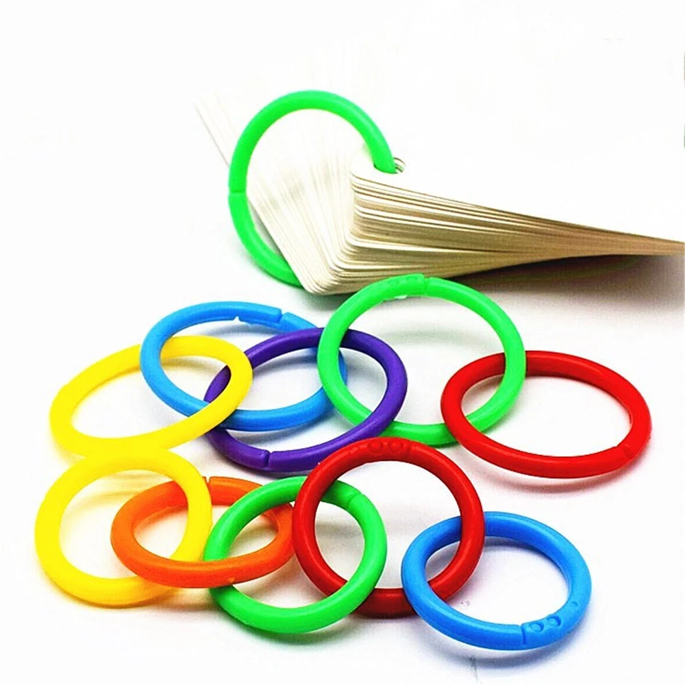 32 Anneaux De Reliure Plastique 5 Anneaux - 8 Couleurs Cristal - Pour Feuilles Mobiles, Scrapbooking, Carnets - Boîte Incluse