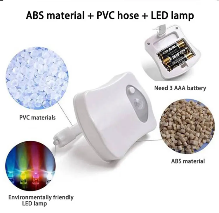 Smart PIR Motion Sensor Toilet Seat Night Light 8 Colors Waterproof Backlight For Toilet Bowl LED Luminaria Lamp WC Toilet Light