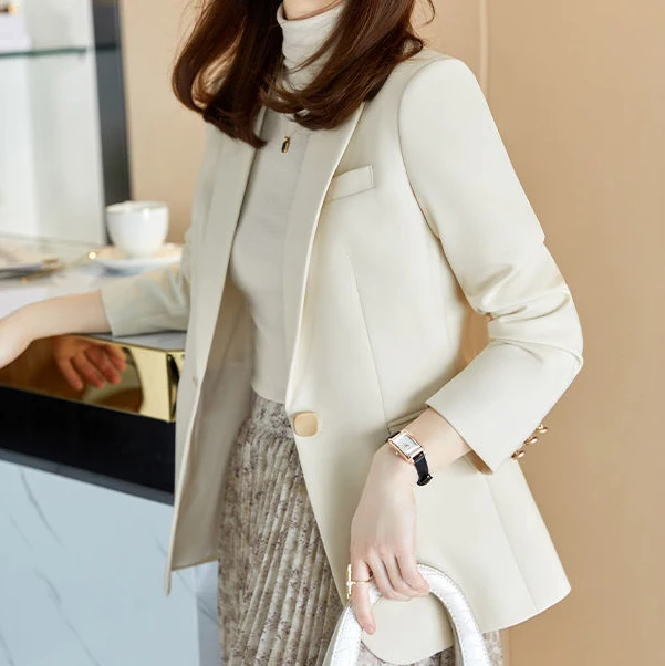 Khaki suit jacket female early autumn long-sleeved design sense niche manager  suit suit female  ladies tops  blazer women