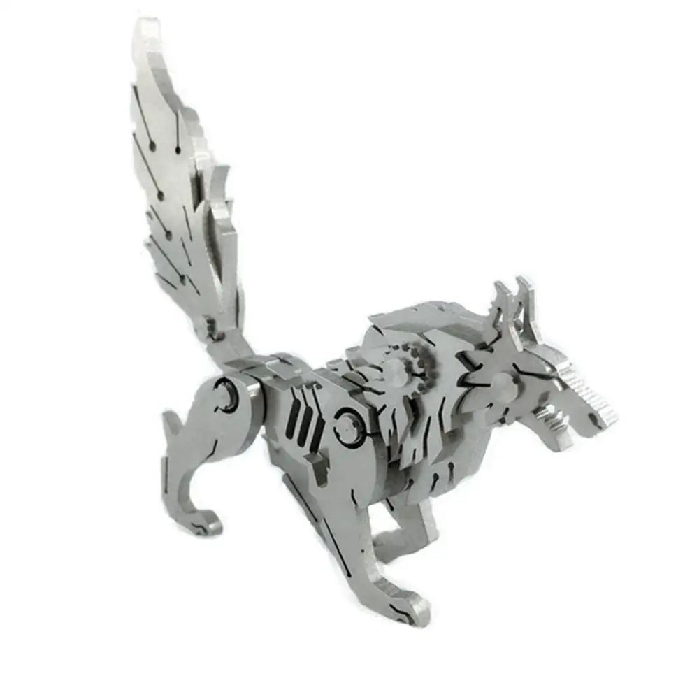 

DIY Assemble Model Kit Wolf 3D Stainless Steel Assembly Detachable Wild Wolf Model Puzzle Home Office Table Ornaments Gift