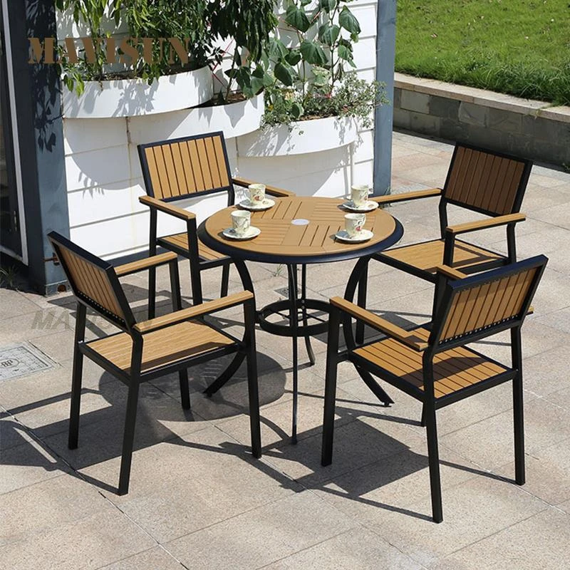 Juego de mesa de comedor muebles de salón, sillas de Patio madera plástico, estilo del norte de Europa, jardín impermeable para la terraza|Sets para jardín| - AliExpress