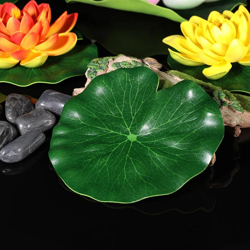 Tropical Decorative Leaves and Foliage Artificial Lotus Leaf with Raindrops x2