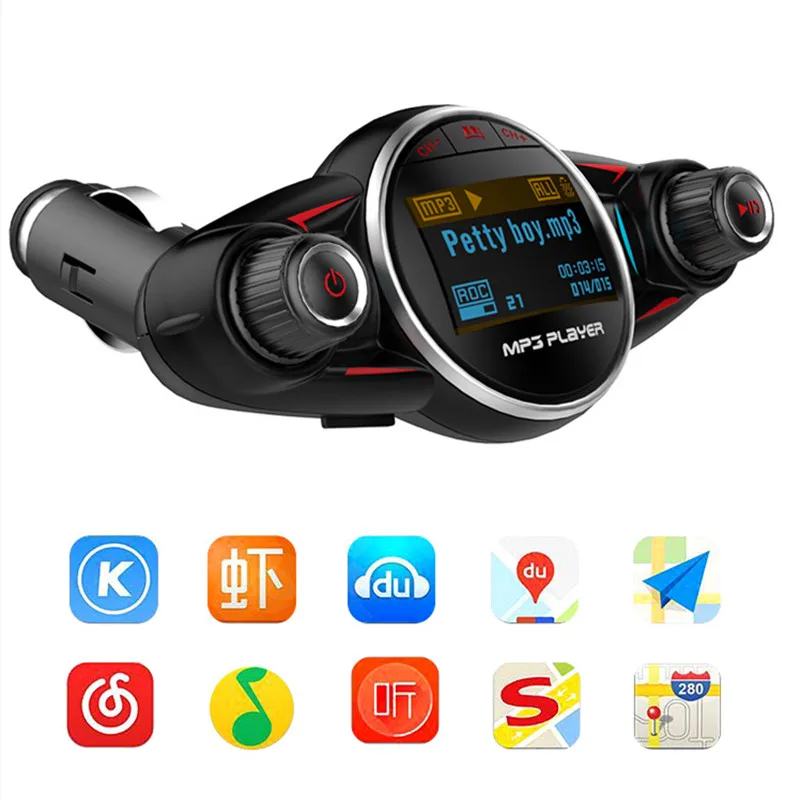 BT08 автомобильный MP3 радио, зарядное устройство Bluetooth Hands Free Поддержка TF карты U диск воспроизведение AUX вход и выход авто радио