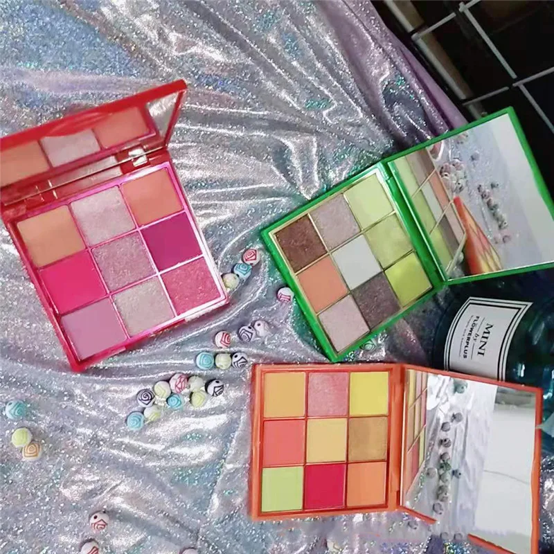 Палитра неоновых теней для век 9 цветов стойкие матовые блестящие тени