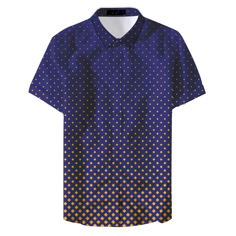 Удобная модная мужская повседневная рубашка в красочный горошек из льна лето