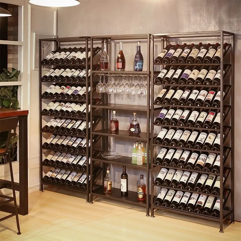 

Custom large wine Iron wine rack decoration home living room wine bottle rack display cabinet wine rack bar furniture