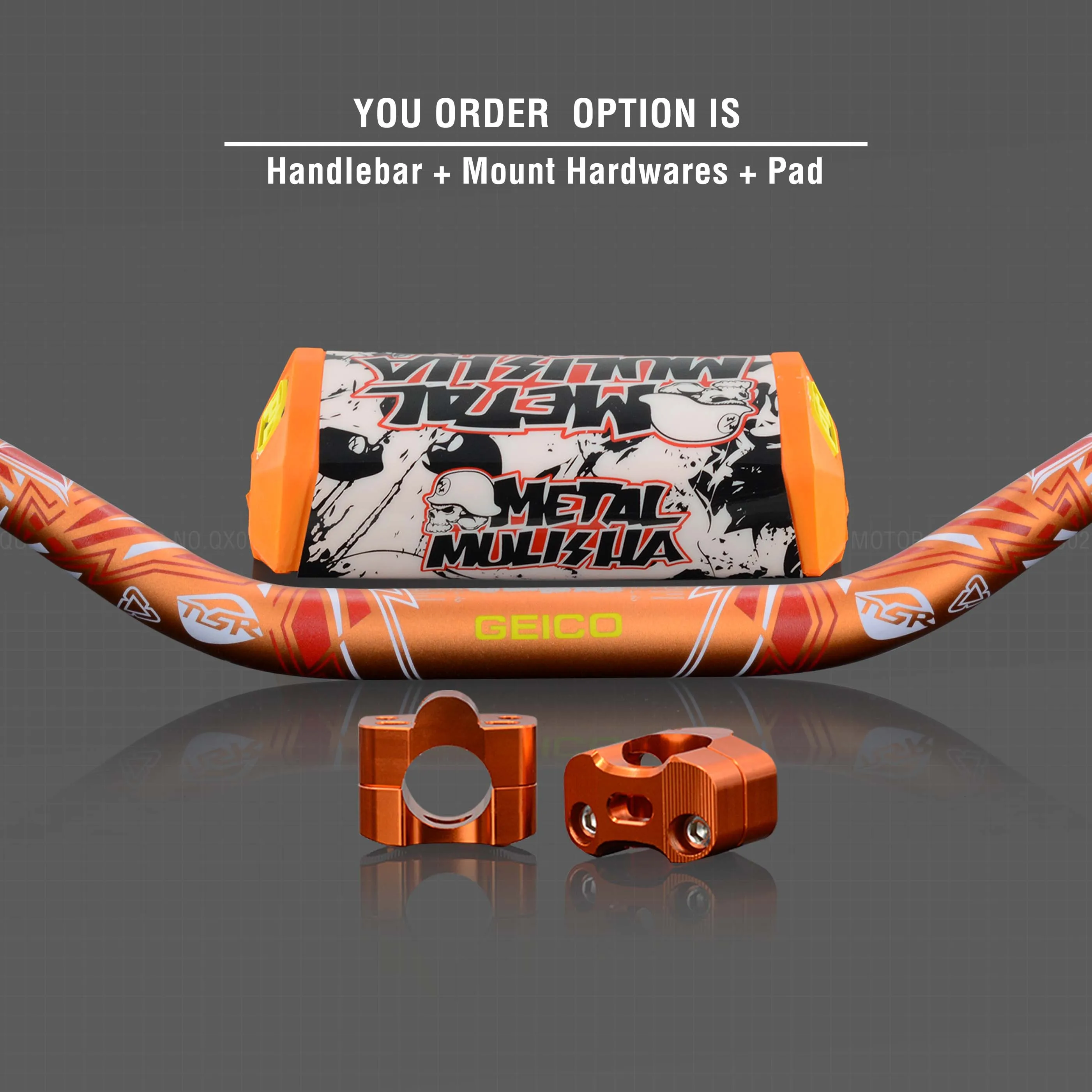 Руль для Pro Taper Pack Bar 1-1/" 6 дней Fatbar Колодки Ручки Pit Pro Racing Dirt Pit Bike мотоцикл с адаптер cnc - Цвет: Orange Combo3