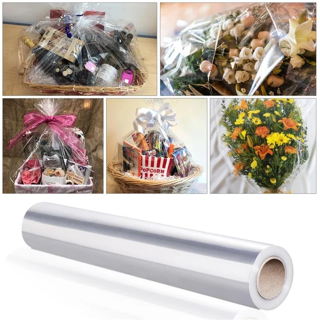 Rouleau papier cadeau transparent, papier cadeau fleuriste transparent