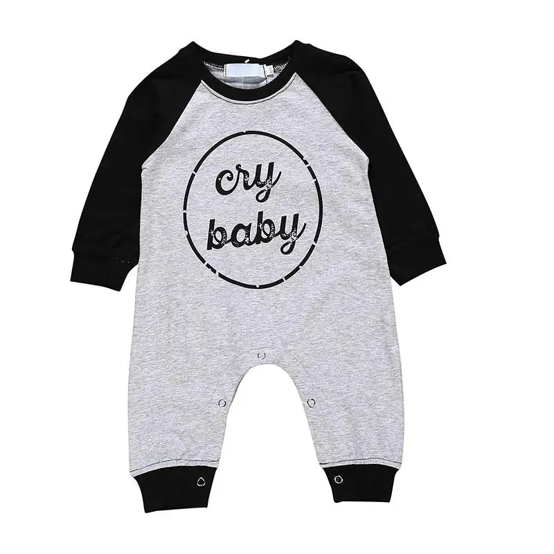 Baby Boy Autumn Casual Letter Print Long Sleeve Pullover Simple Round Collar Romper New Arrival