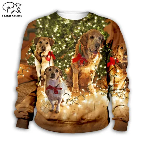 Детская толстовка с капюшоном с объемным принтом «веселые рождественские собаки», одежда для маленьких мальчиков и девочек, осенний свитер, куртка на молнии - Цвет: Kids  sweatshirts