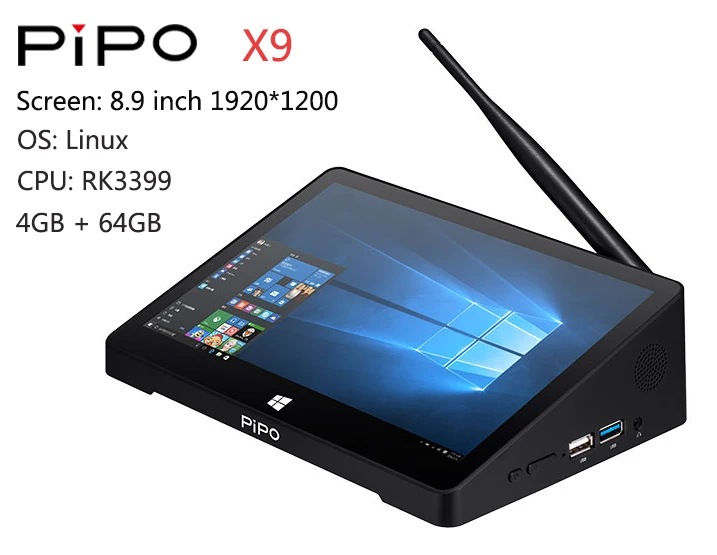 Pipo X9s/X9 мини ПК Z8350/RK3399/RK3288 8,9 дюймов 1920*1200 Win10/Android 7,0/планшетный ПК Linux 4G 64G/2G 32G HDMI BT RJ45 - Цвет: 4G 64G Linix