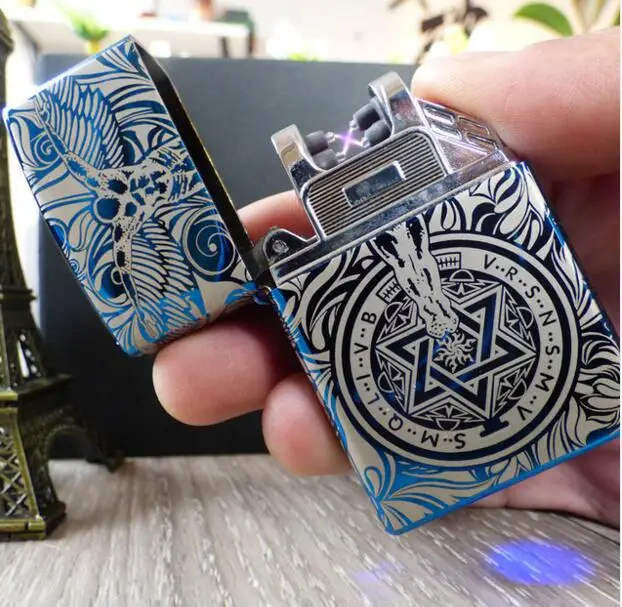 7 Электронная usb-зажигалка ветрозащитные, импульсные двойной электрической дуги Запальные средства гаджеты для мужчин Рождественский подарок USB - Цвет: 7