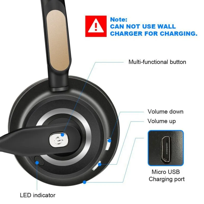 Bluetooth Headset BH520 Wireless Earphone Over the Head Noise Canceling Headphone For Truck Car Drivers Office