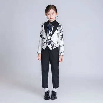 

YuanLu 2019 New Kids Suits For Girl Tuxedo Blazer Swallow-tailed Outerwear For Piano Party