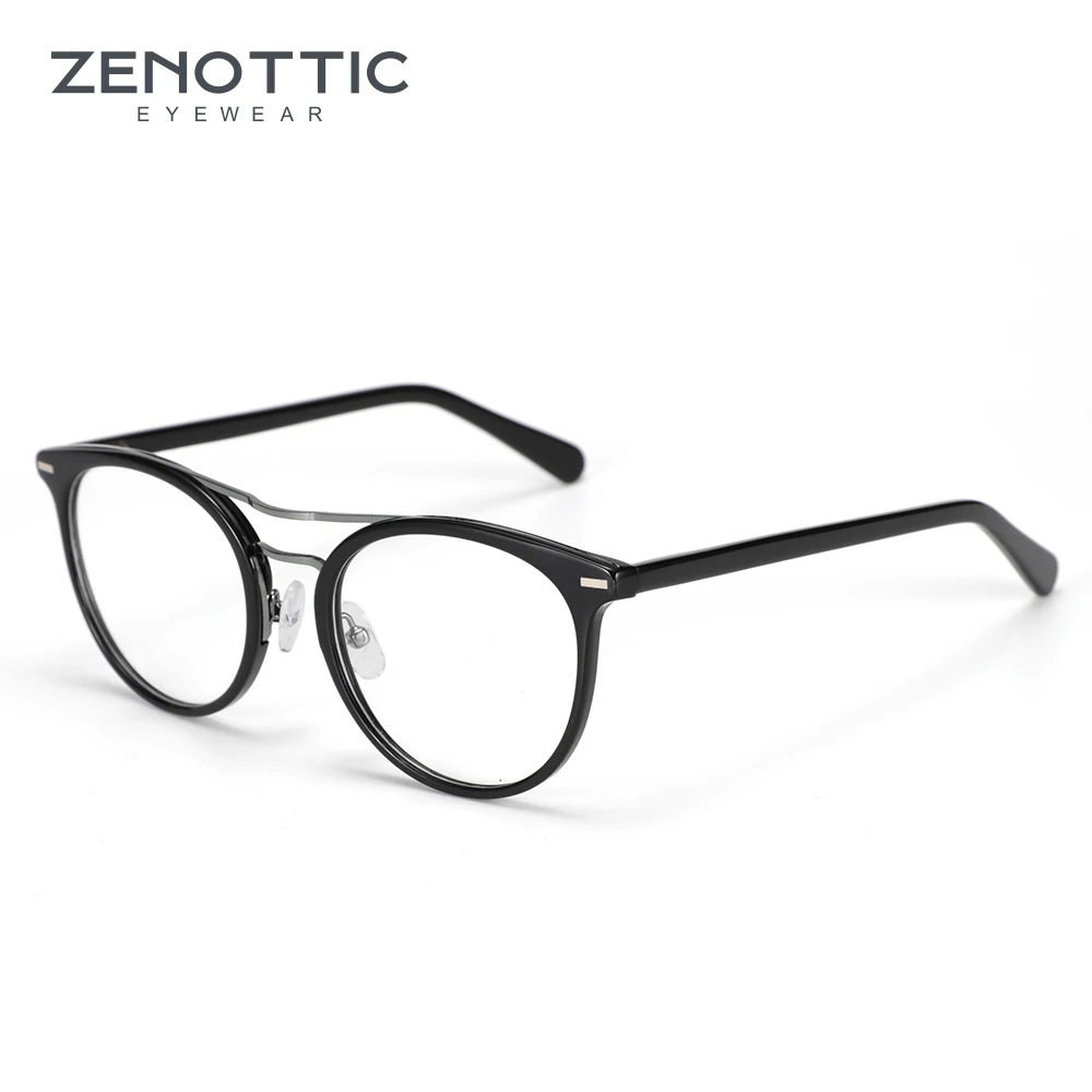 Retro Round Glasses Frame Women Ultralight Vintage Prescription Presbyopia Eyeglasses Optical Myopia Spectacles Eyewear Frame - Цвет оправы: Black