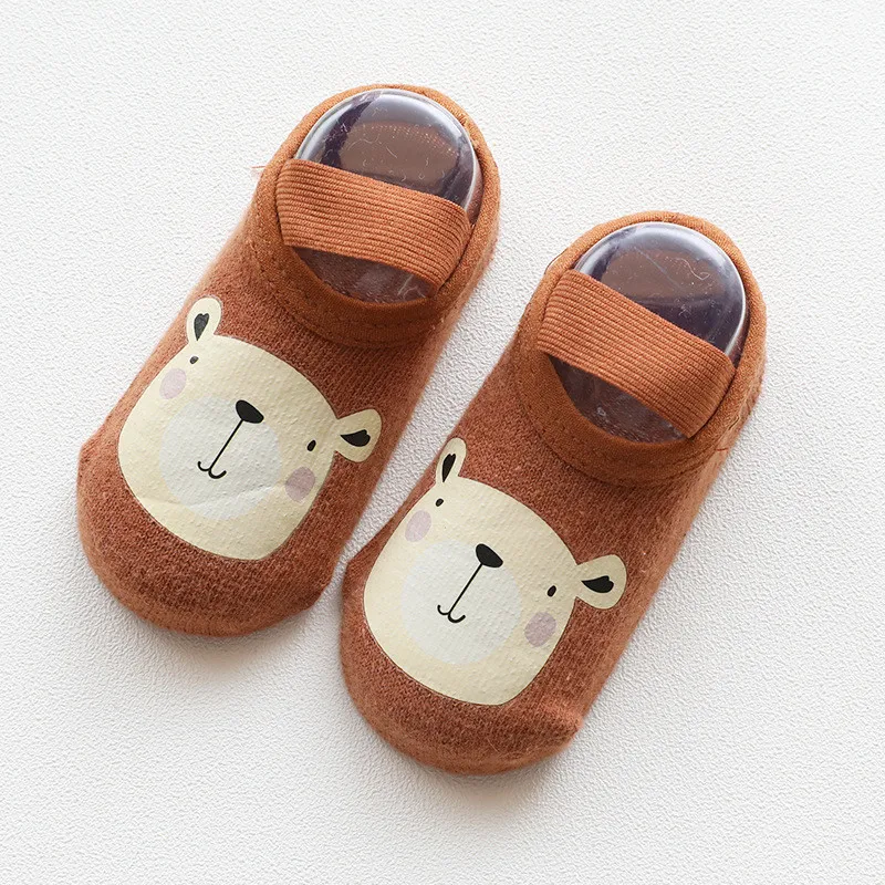 Демисезонный хлопковые носки с нескользящей подошвой Детские носки для маленьких мальчиков и девочек носки-тапочки для малышей Костюмы аксессуары - Цвет: Bear