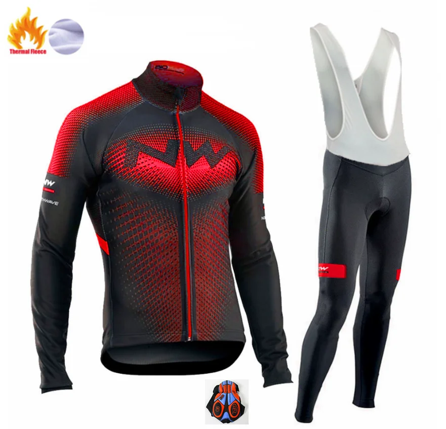 Northwave велосипедная майка Pro Team, зимний теплый флисовый комплект с длинным рукавом, Ropa Ciclismo, велосипедный триатлон, комплект для велоспорта - Цвет: Winter Jersey Suit