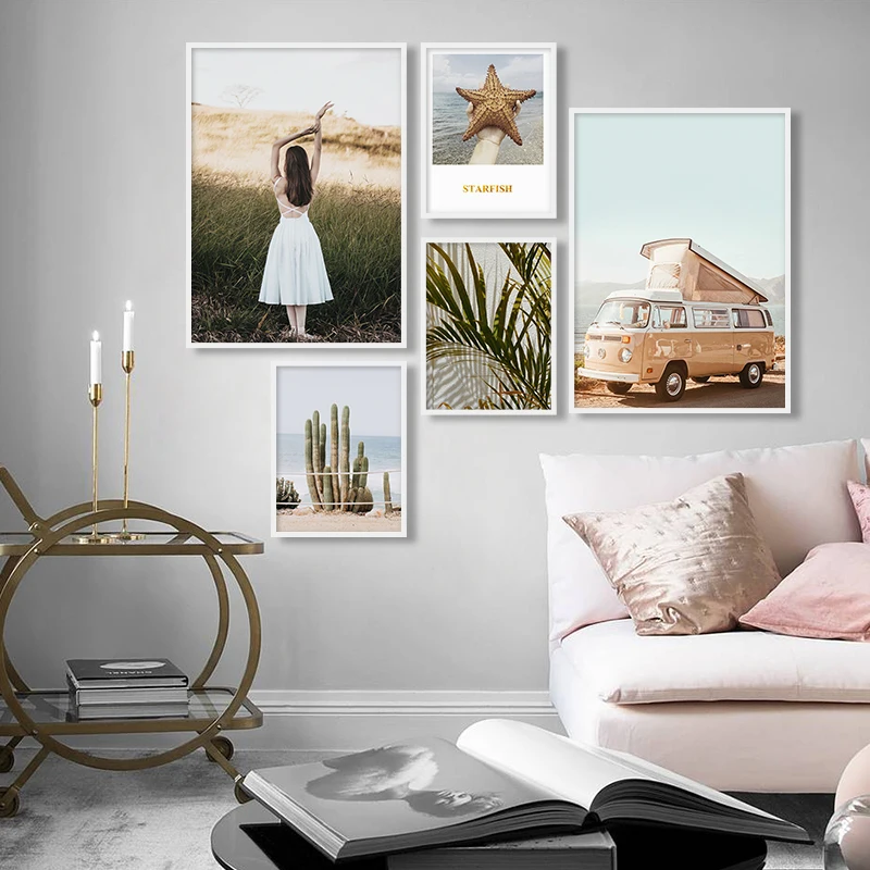Cactus Fashion Girl Posters And Prints Nordic Style Bus Wall Art Print Painting Decorative Picture For Living Room Home Decor | Дом и сад