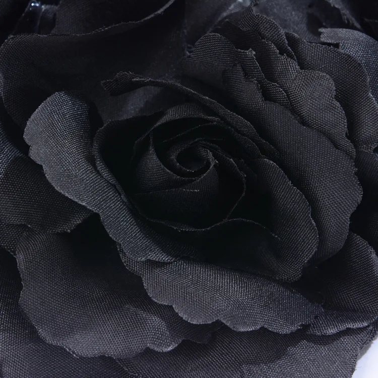Черный розовый эластичный Цветочный венок ободок большой цветок корона выпускного вечера венок вечерние гирлянды Винтаж Wianek Kwiatowy аксессуары для волос для Хэллоуина