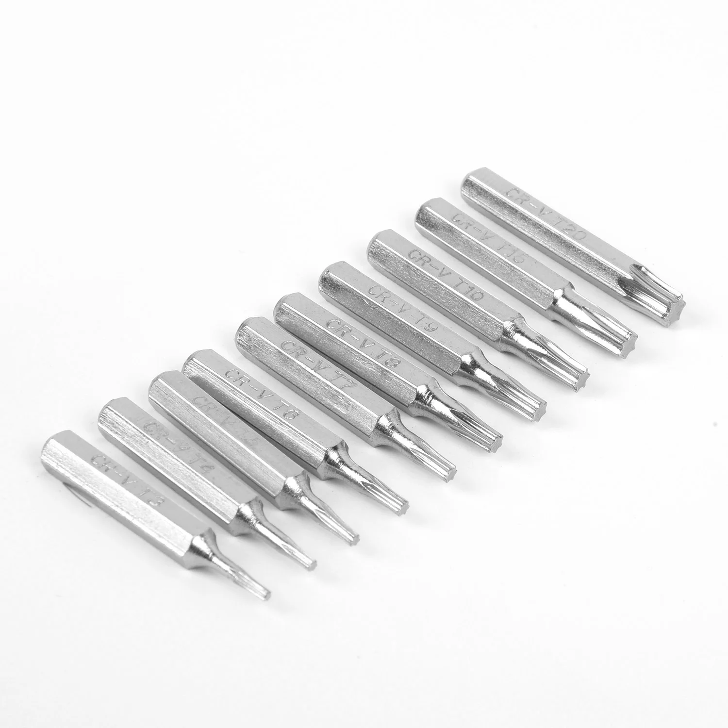 10pcs Torx Screwdriver Bit T3-T20 4mm Metal Set Hex Head 28mm Nut Driver Tool