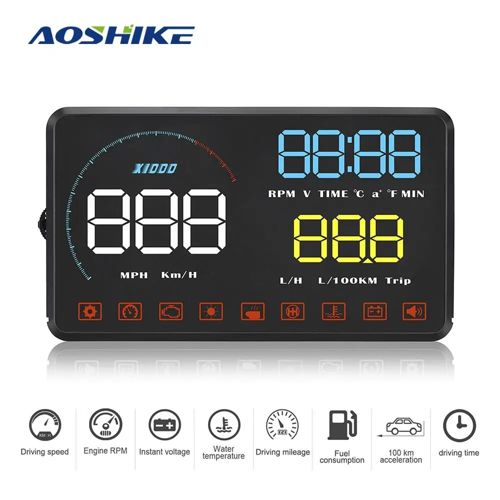 AOSHIKE 5 дюймовый автомобильный дисплей HUD интерфейс OBDII система Предупреждение о