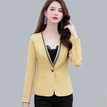 

Blazer Women Suit Jacket Fashion Short Suit Long Sleeve One Button Slim Professional Wear Women Coat Casual Wild Female Clothing