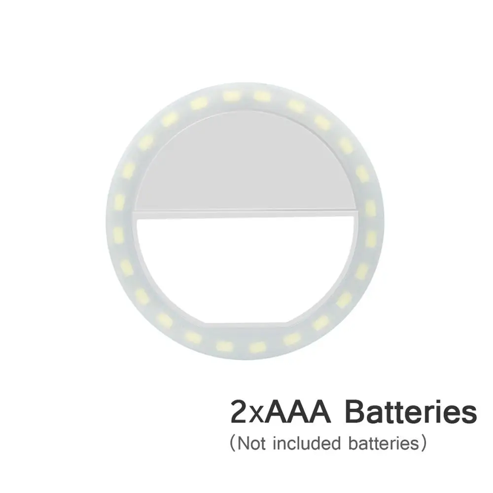 Портативная селфи фотография кольцевая лампа смартфон Красота Макияж свет ночной темноте селфи улучшение для телефона заполняющее освещение - Испускаемый цвет: White AAA Power