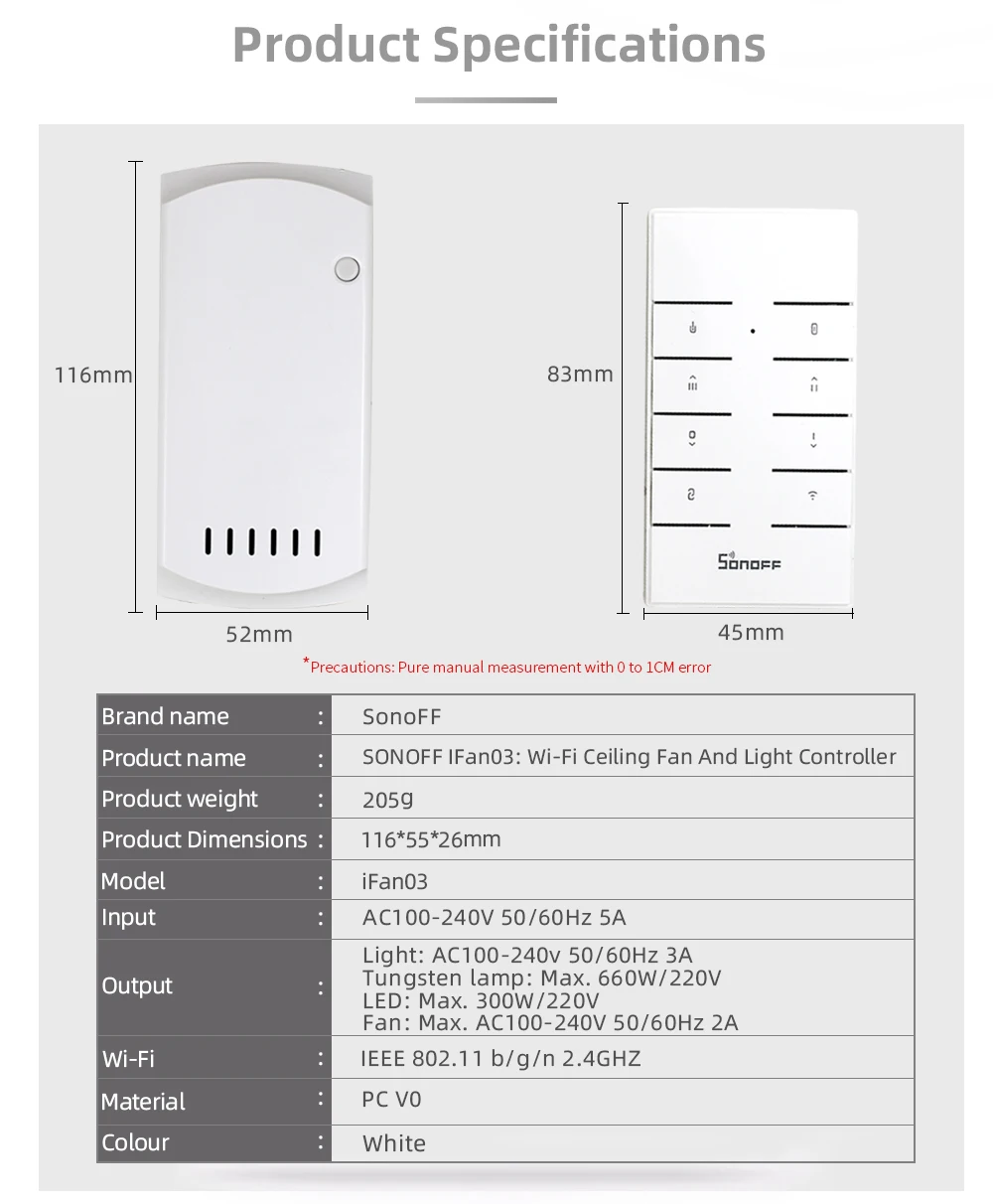 SONOFF Ifan03 Умный дом Wifi потолочный вентилятор свет диммер скорость управление Лер поддержка 433 МГц RF дистанционное управление Google Home Alexa