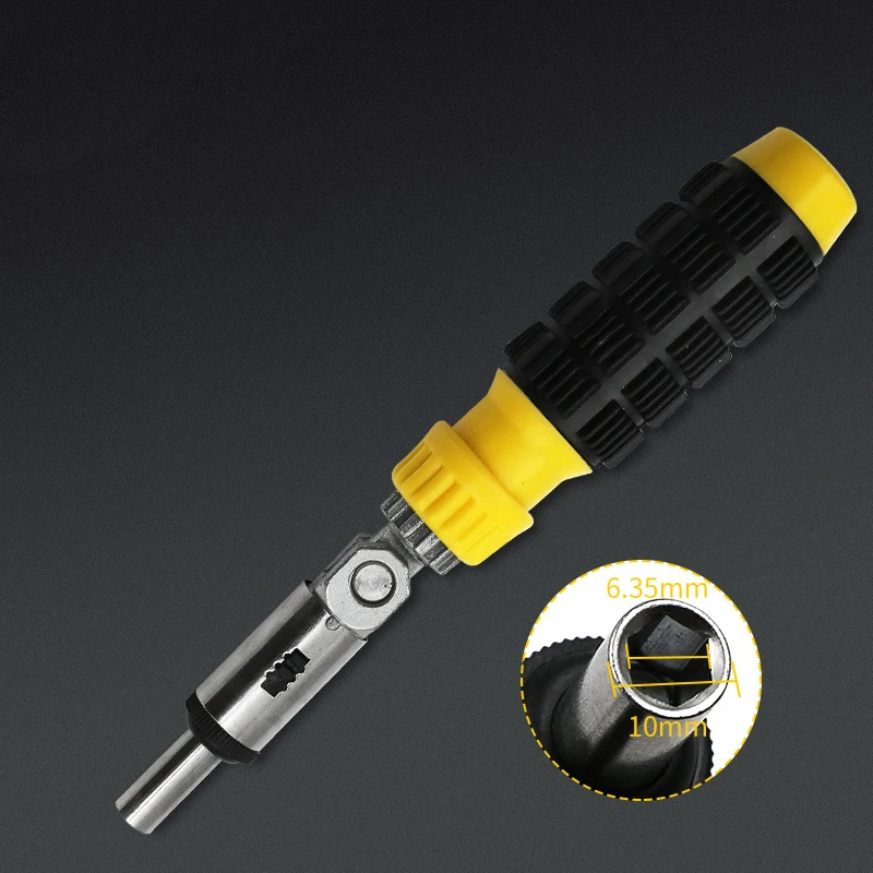 Многофункциональная 180 градусов регулируемая трещотка отвертка Магнитная 1/4 дюймов шестигранный ключ Отвертка розетки