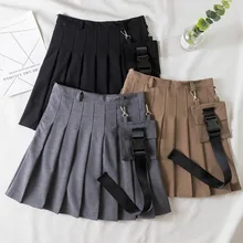 Осенняя винтажная стильная шикарная Повседневная плиссированная мини-юбка-трапеция с карманами faldas mujer moda harajuku женская одежда модная Фирменная Новинка
