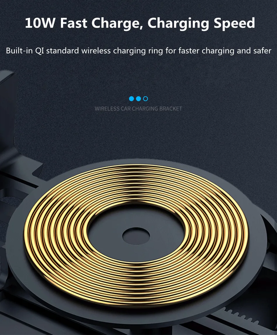 CRDC 10W Qi автомобильное беспроводное зарядное устройство для iPhone 11 pro samsung S10 Xiaomi Mi9 Быстрая зарядка Авто зажимное зарядное устройство держатель для телефона