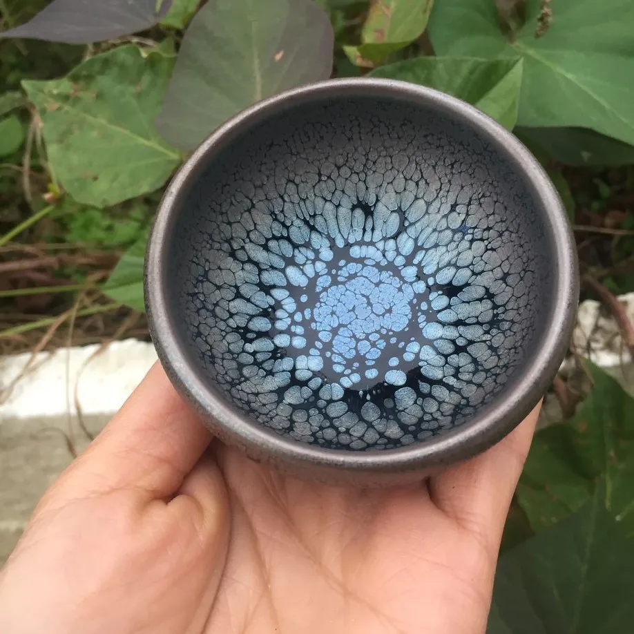 JZ202 Chinese Jian kiln tea bowl with oilspot glaze Small Tenmoku Tea Cup Natural Ceramic High Temporature Fired Eco-friendly tea cup