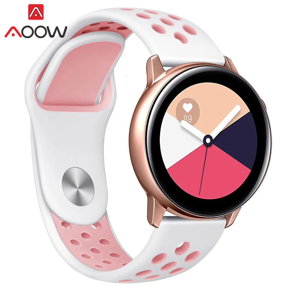 20 мм силиконовый ремешок для часов samsung Galaxy Watch Active 42 мм gear S2 Amazfit bip дышащие отверстия резиновый браслет ремешок